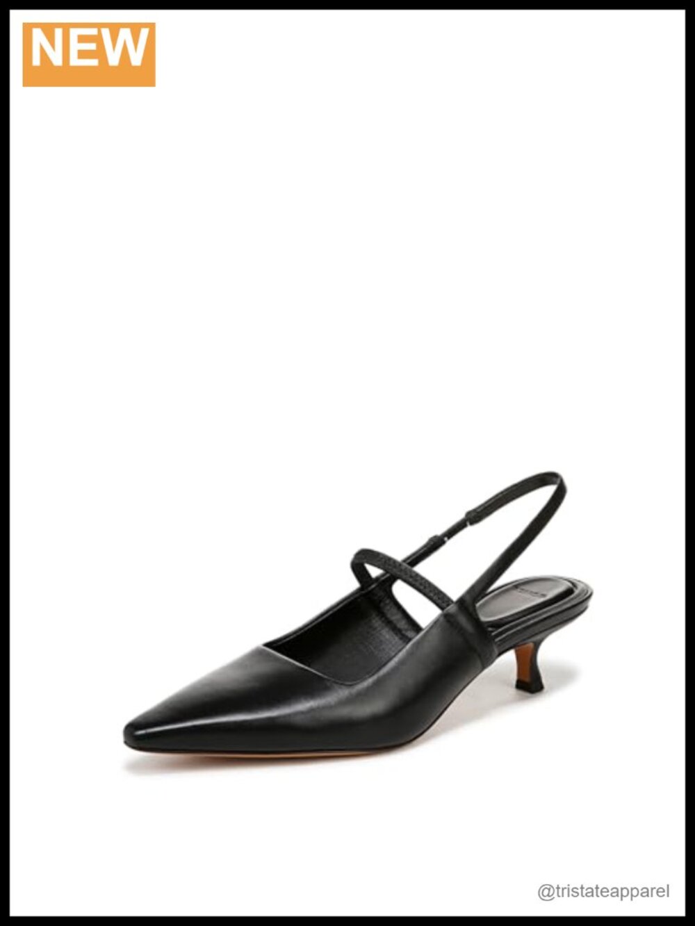 Leather Pointed Toe Kitten Heel Pump Slip On Dress Shoe